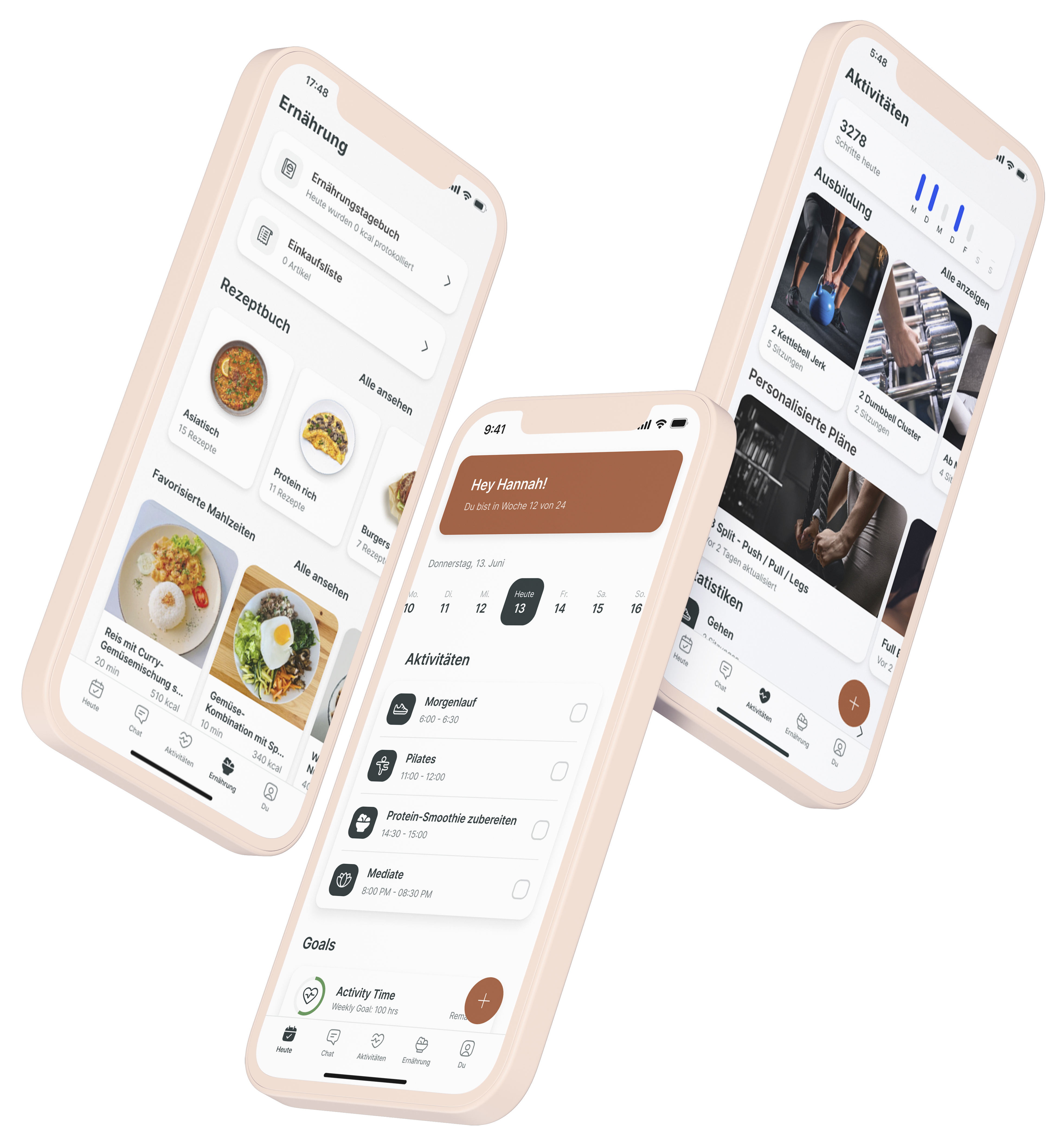 Ein Mockup der Coaching-App, das die Funktionen zeigt.